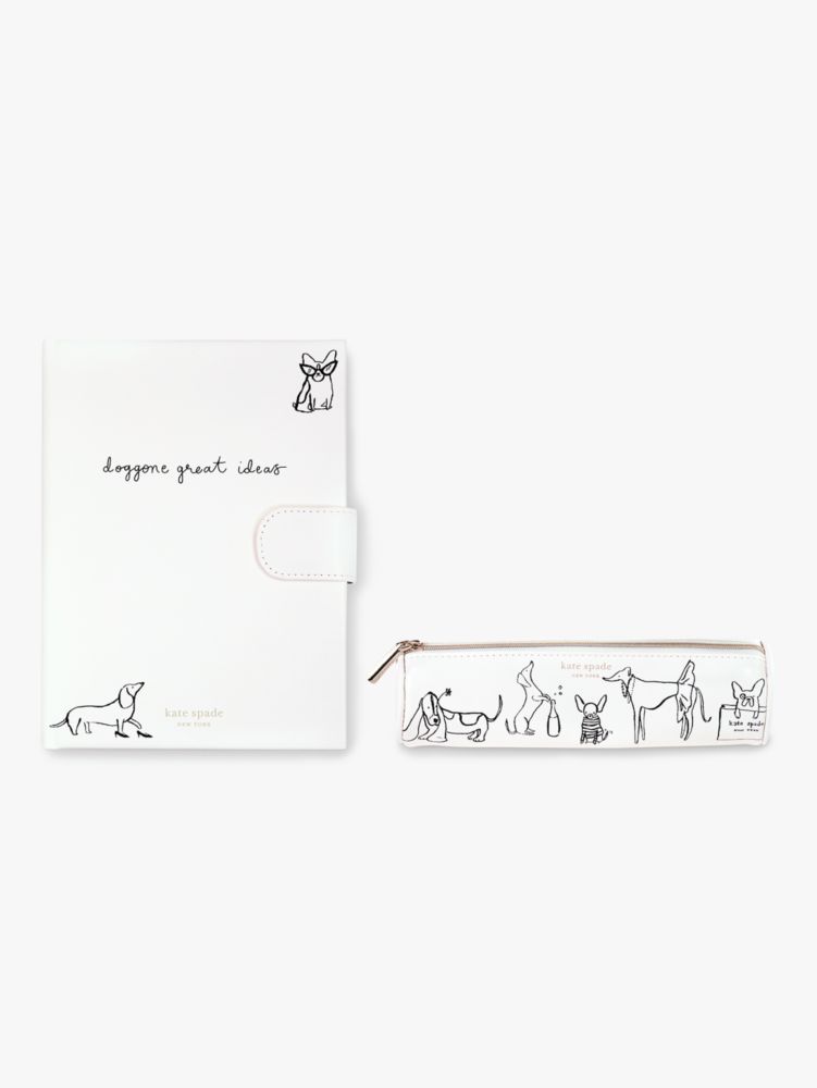 Kate Spade,Dog Party Journal & Pen Case Set,Light Blue