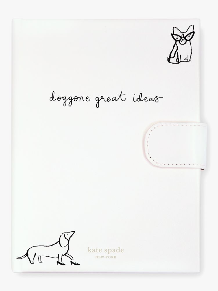 Kate Spade,Dog Party Journal & Pen Case Set,Journal,Paper,Metal Material,Graphic,Words,Stitching,Magnetic,Set,