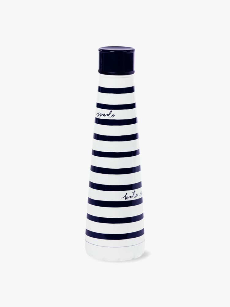 Navy Painted Stripe Stainless Steel Water Bottle, , Product