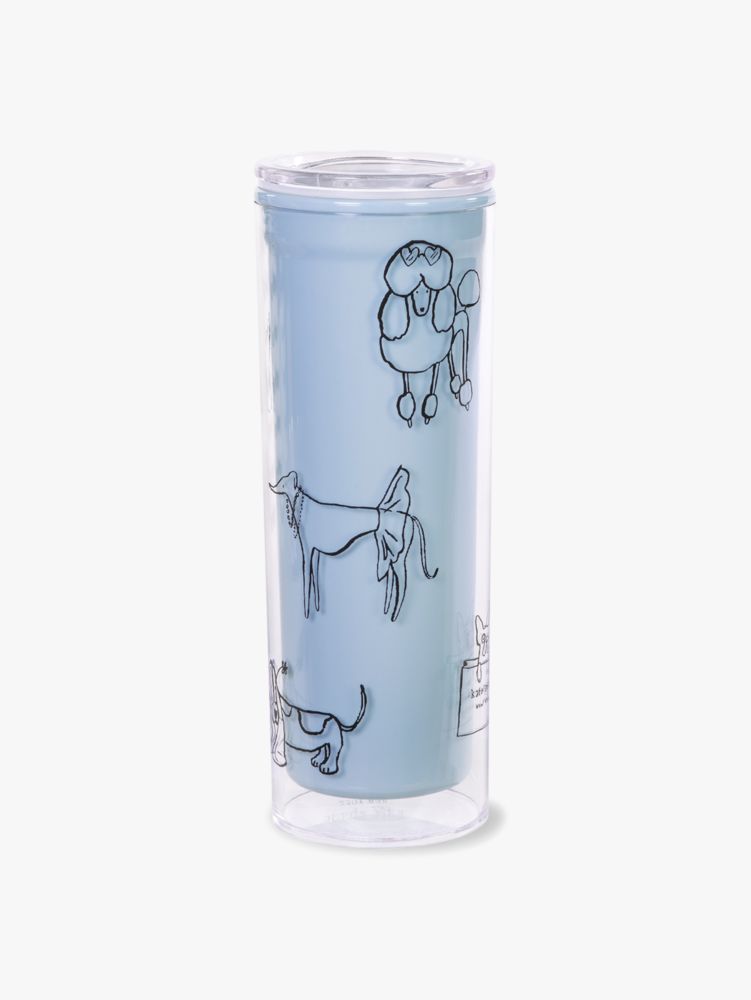 Kate Spade,Dog Party Acrylic Thermal Mug,kitchen & dining,Light Blue