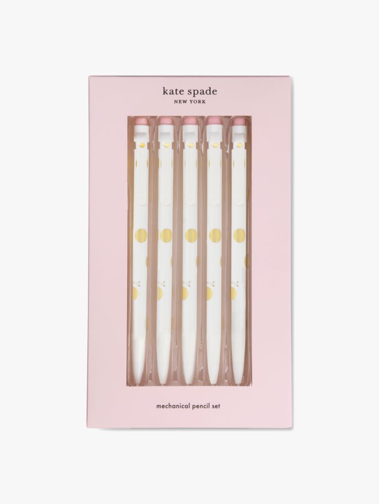 Kate Spade,Gold Dot with Script Mechanical Pencil Set,office accessories,Gold