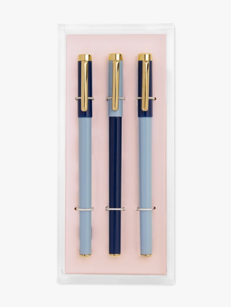 Navy & Blue Colorblock Fine Tip Pen Set With Acrylic Tray, , Product