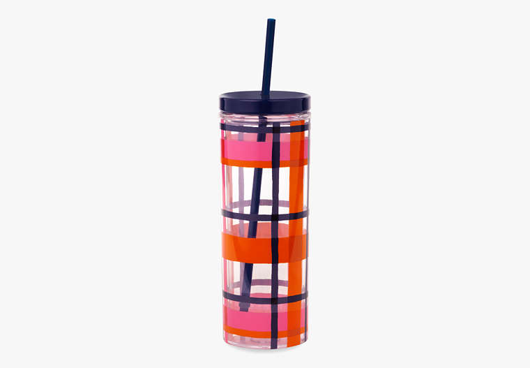 Spring Plaid Tumbler With Straw, , Product