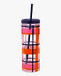 Spring Plaid Tumbler With Straw, , Product