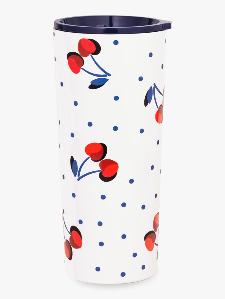 Kate Spade,Vintage Cherry Dot Stainless Steel 24Oz Tumbler,kitchen & dining,Blue