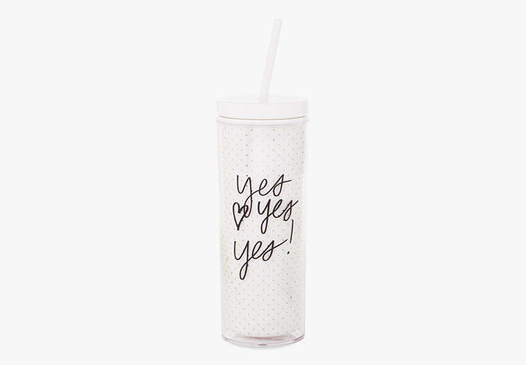 Kate Spade,Yes Yes Yes Acrylic Tumbler With Straw,kitchen & dining,Gold image number 0