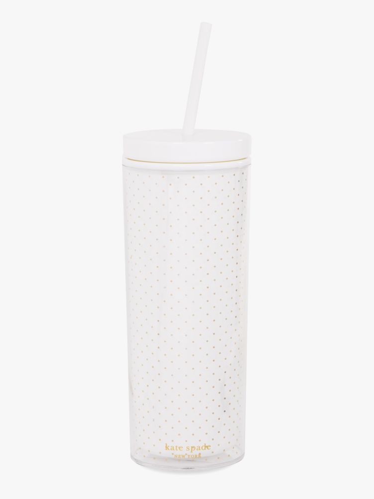 Kate Spade,Yes Yes Yes Acrylic Tumbler With Straw,kitchen & dining,Gold