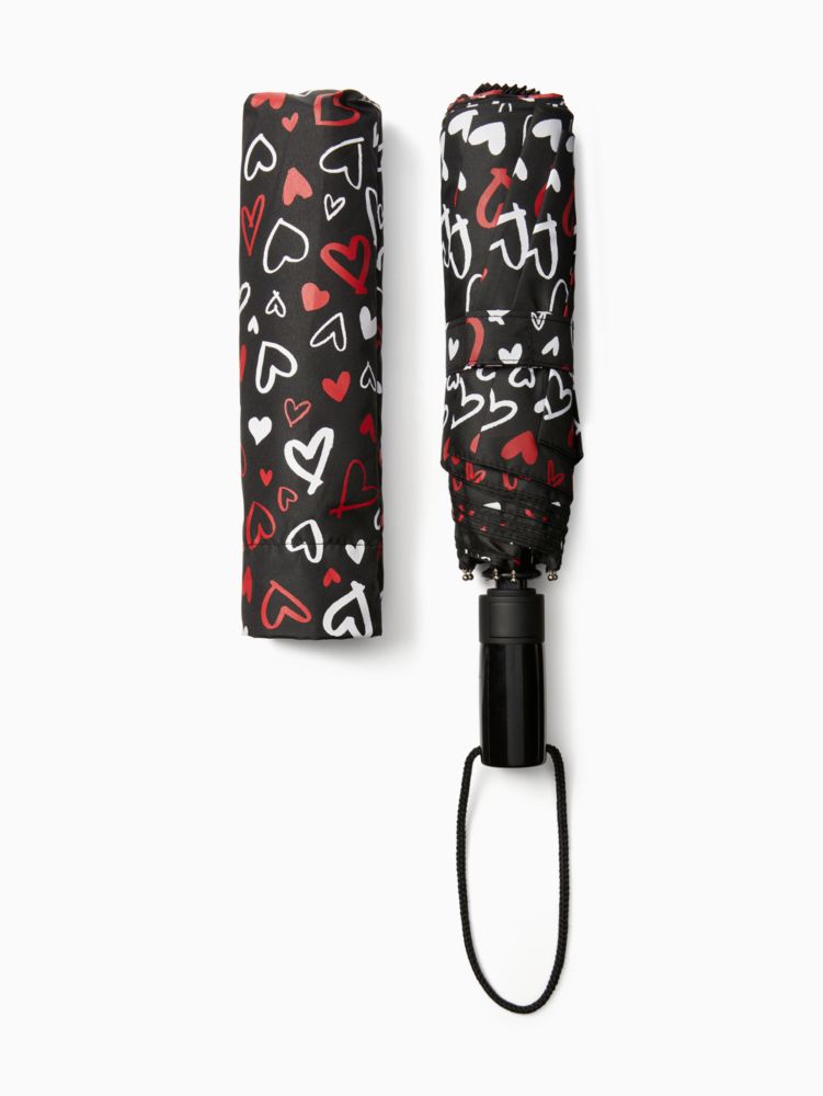 Kate Spade,Scribble Hearts Travel Umbrella,