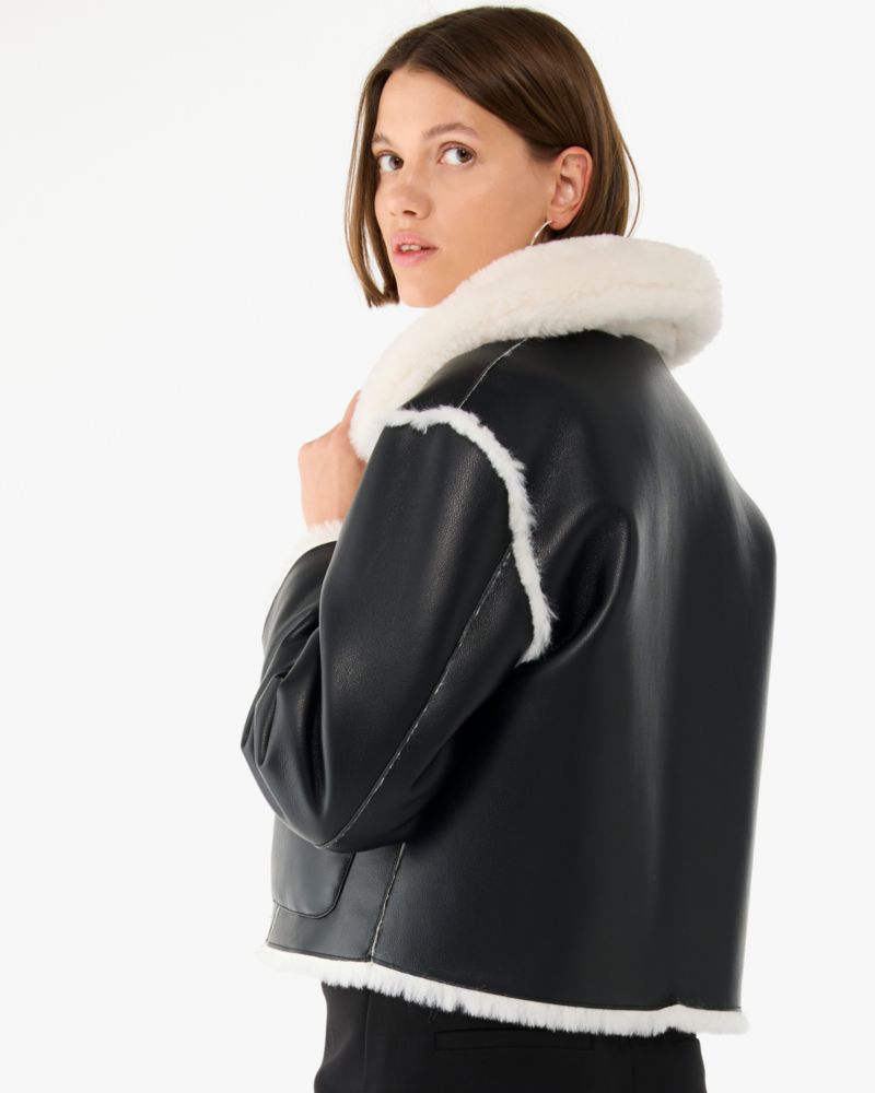 Kate Spade,Reversible Shearling Coat,Black