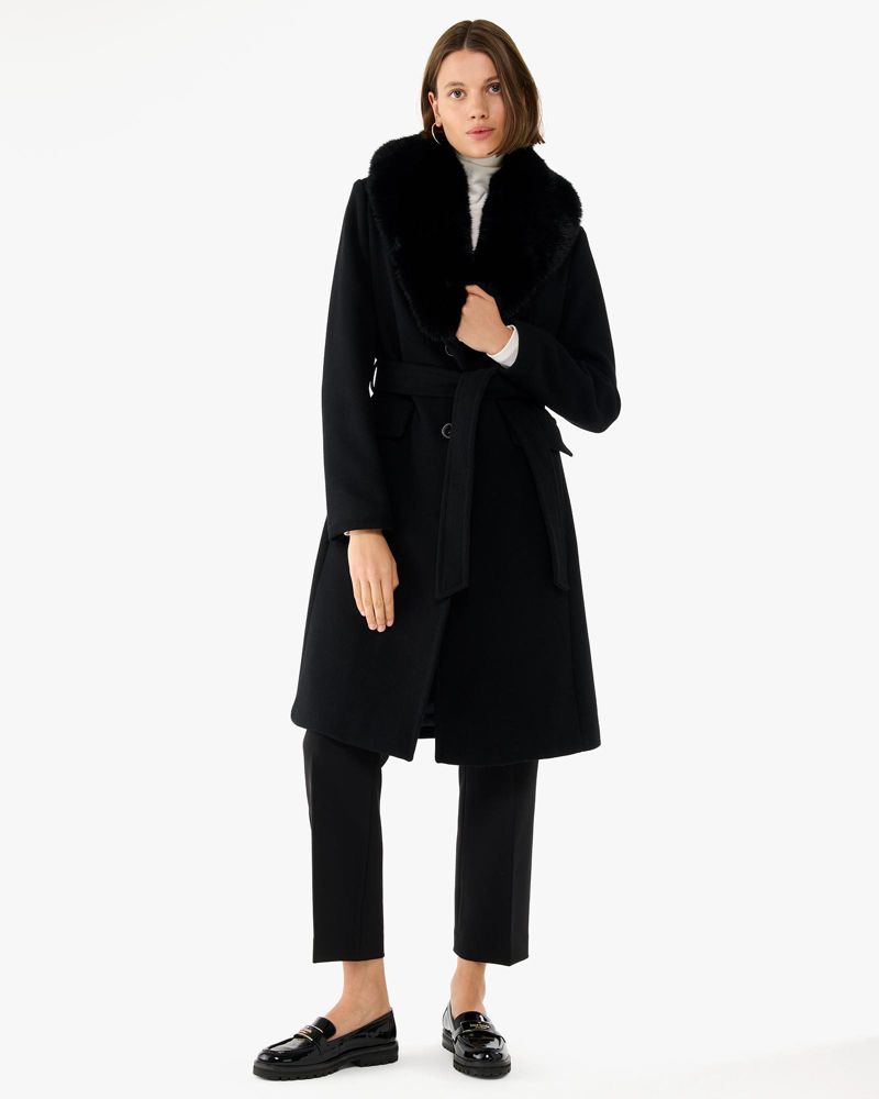 Kate Spade,Wool Coat With Faux Fur,