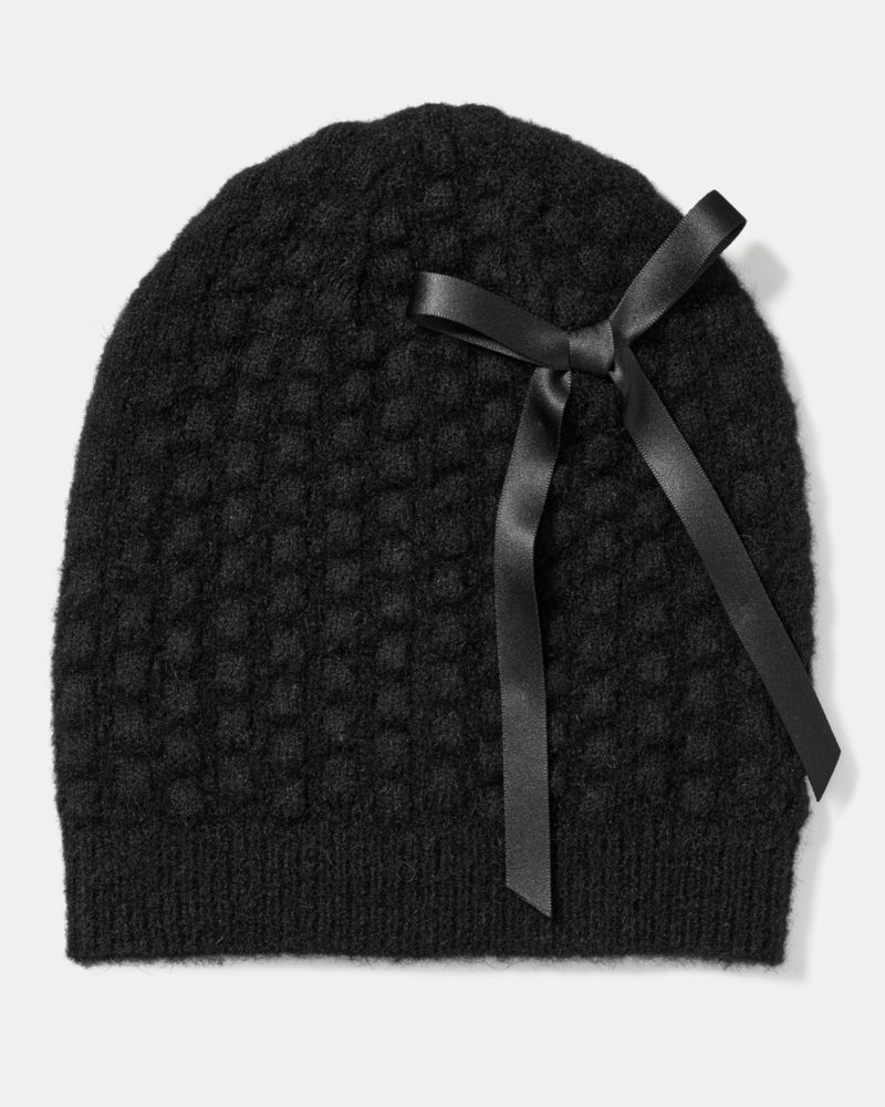 Kate Spade,Bubble Stitch Bow Beanie,