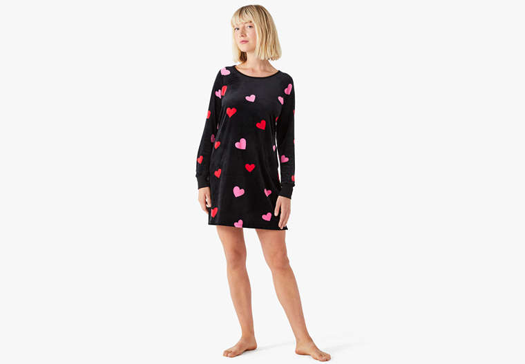 Kate Spade,heart confetti sleepshirt,sleepwear,Black Novel image number 0