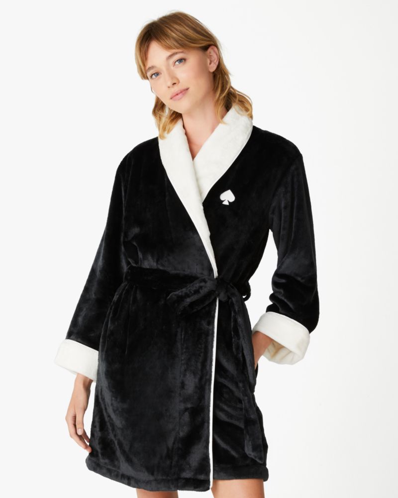 Kate Spade Outlet Chenille Robe, Black - Xs/S