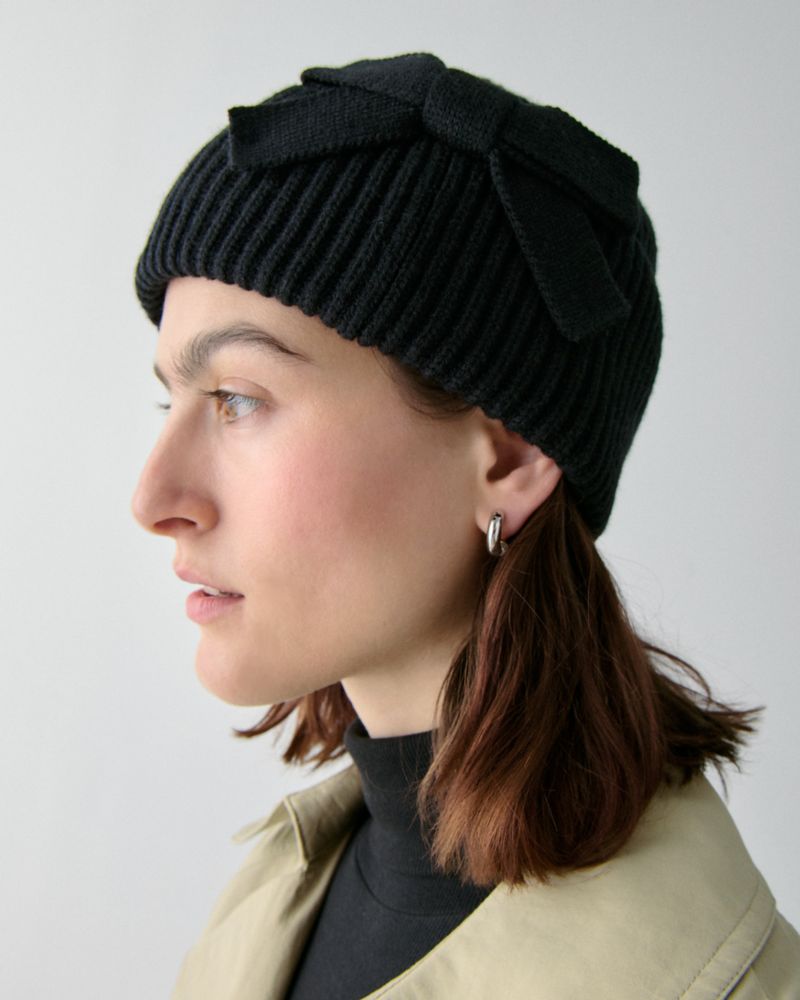 Kate Spade,ニット ボウ ビーニー,ファッション小物,ブラック