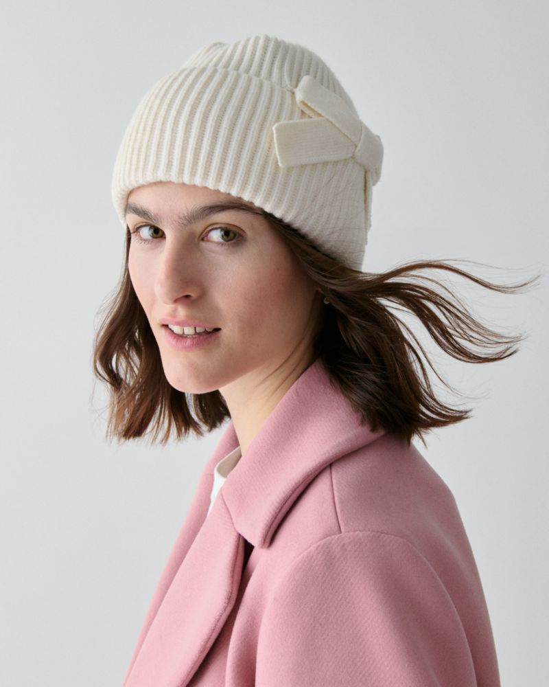 Kate Spade,ニット ボウ ビーニー,ファッション小物,クリーム