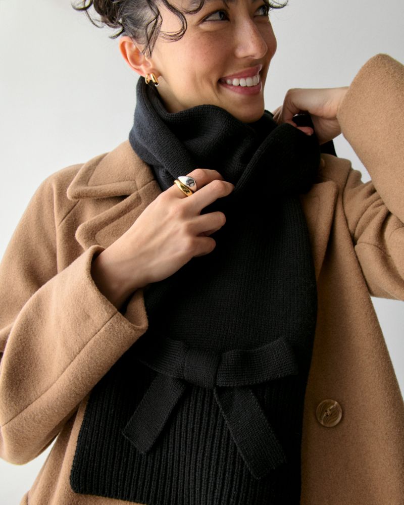 Kate Spade,ニット ボウ スカーフ,ファッション小物,ブラック