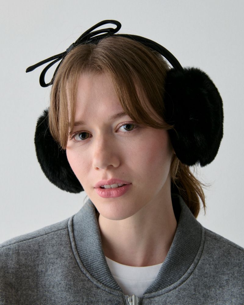 Kate Spade,オーバーサイズド フォー ファー イヤーマフ,ファッション小物,ブラック