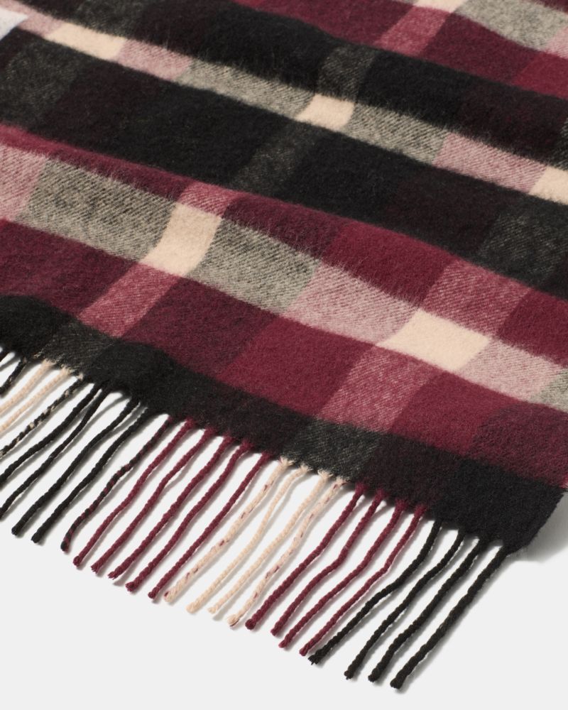Kate Spade,Park Ave Plaid Yarndye Scarf,Wool,Acrylic,Rectangle,Logo,Fringe,Casual,Multi Color