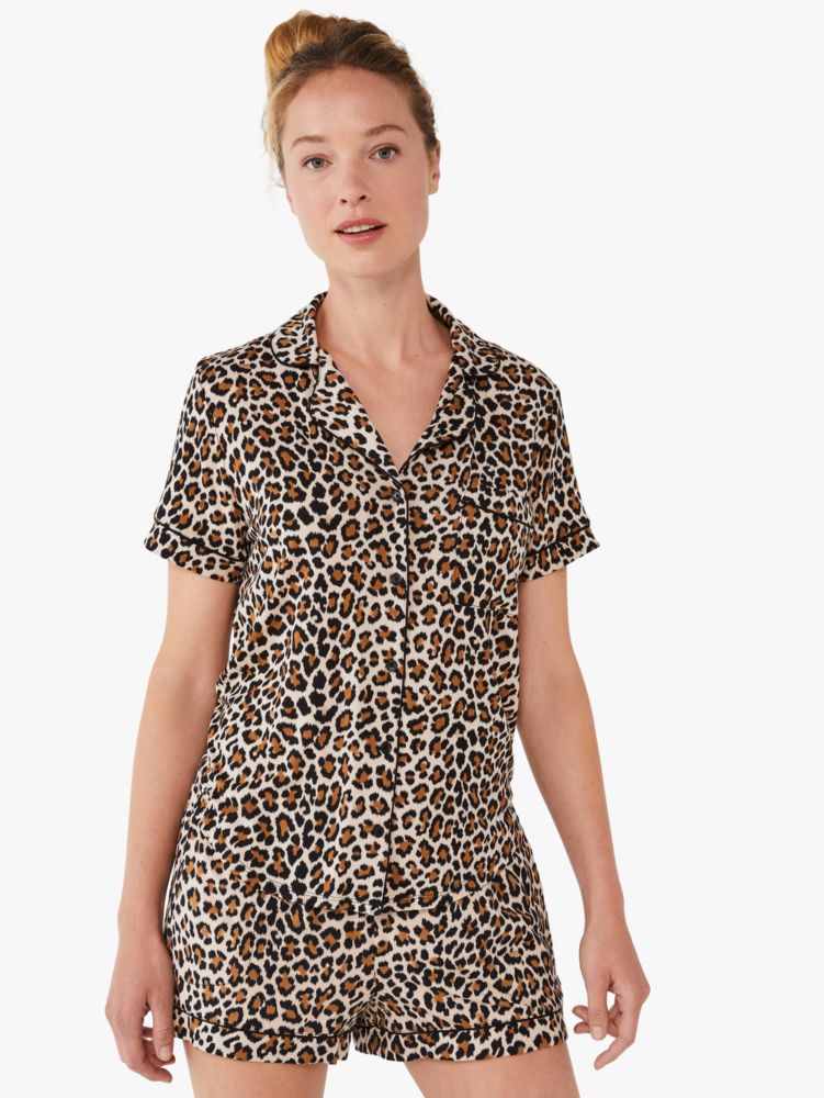 Animal Print Nightwear Set with Patch Pocket