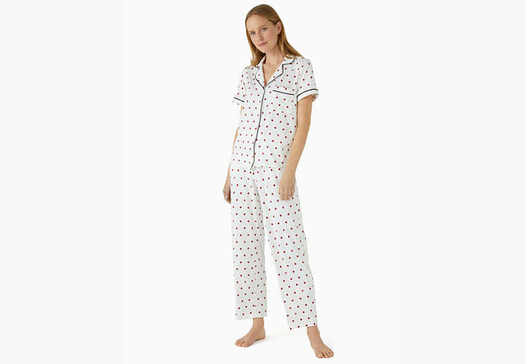 Kate Spade,Donuts and Coffee Pajama Notch Collar Set,Polyester,Novel Pt image number 0