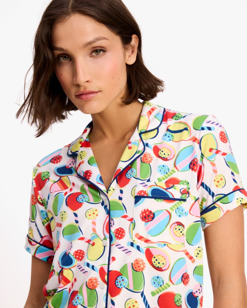Kate Spade,Short Pj Set,Straight,Button Down,Sleepwear,Multi Color