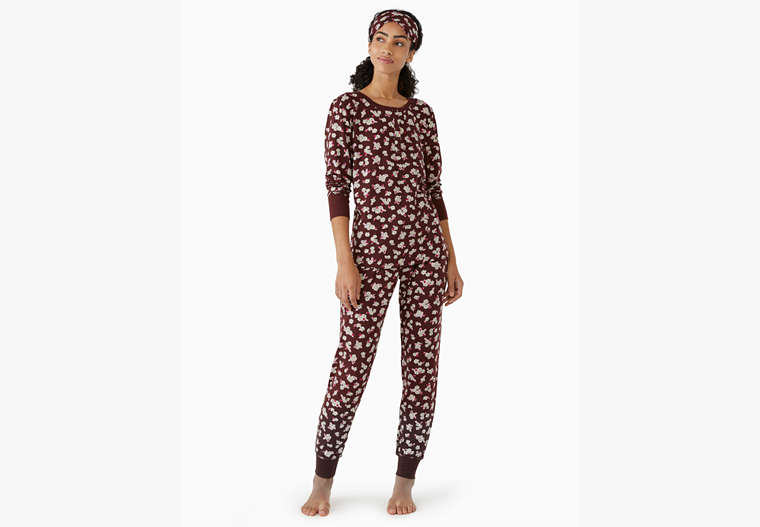 Kate Spade,henley holiday pajama set,sleepwear,Polyester,50%,Chai Red image number 0