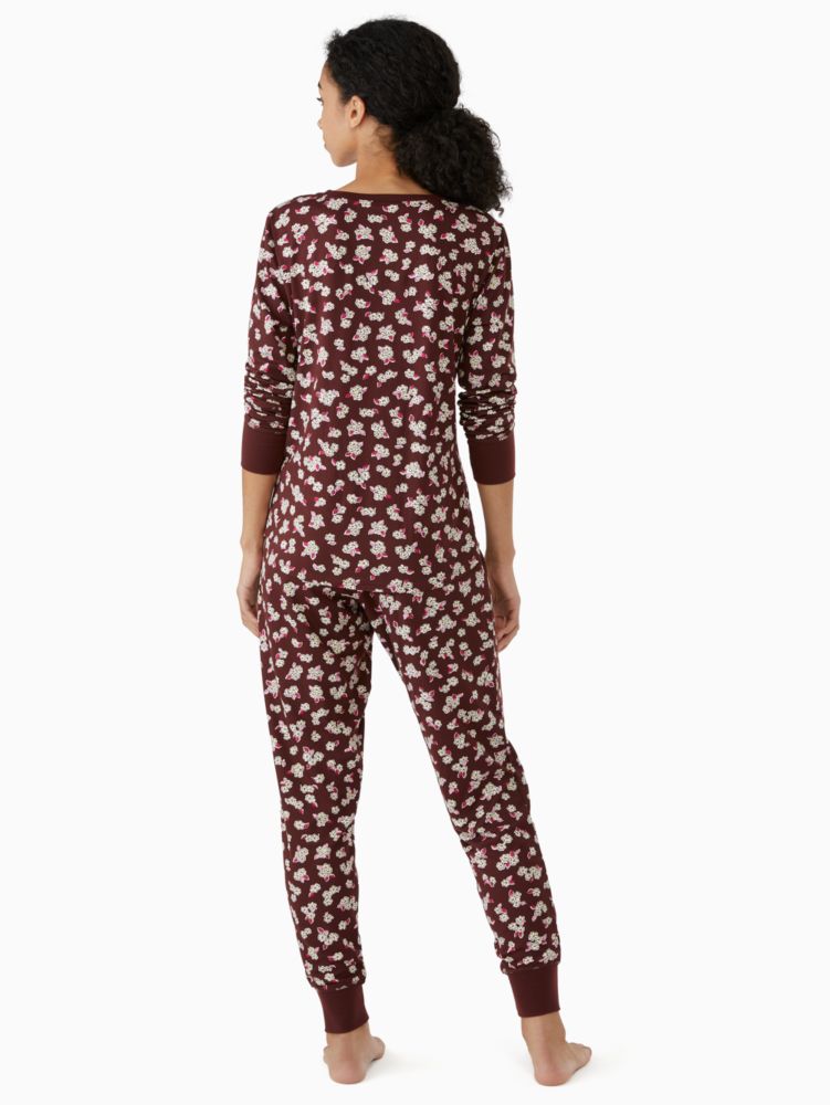 Kate Spade,henley holiday pajama set,sleepwear,Polyester,50%,Chai Red