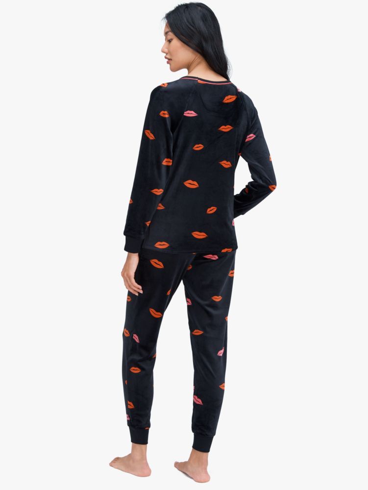 Kate Spade,twinkle jogger pj set,sleepwear,Black Print