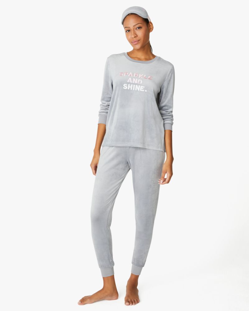 Kate Spade,velour jogger set,Polyester,50%,Faux Grey Heather image number 0