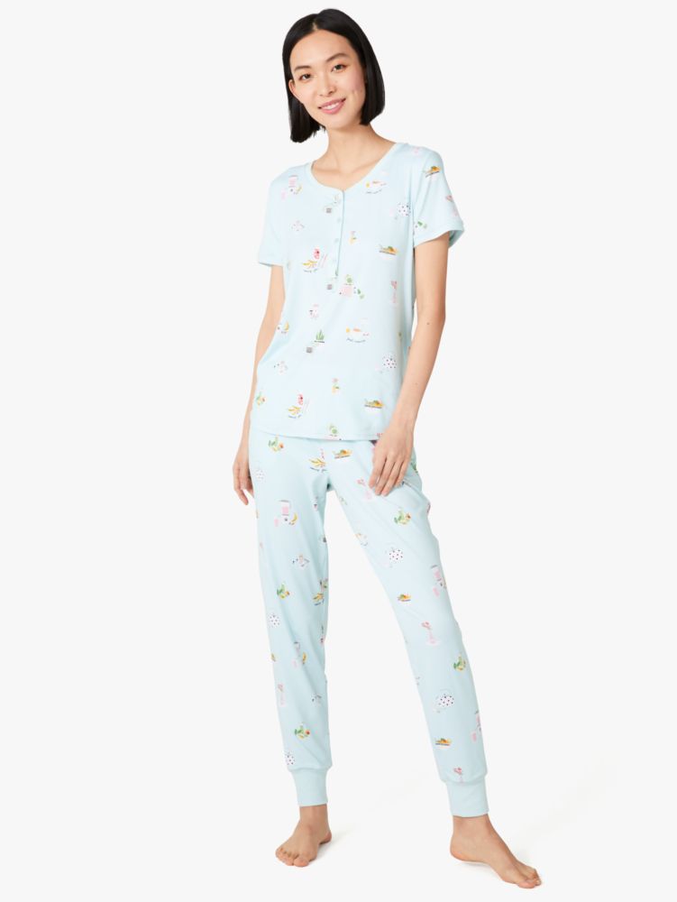 Kate Spade,Graffiti Spades Short Sleeve Jogger Pj Set,