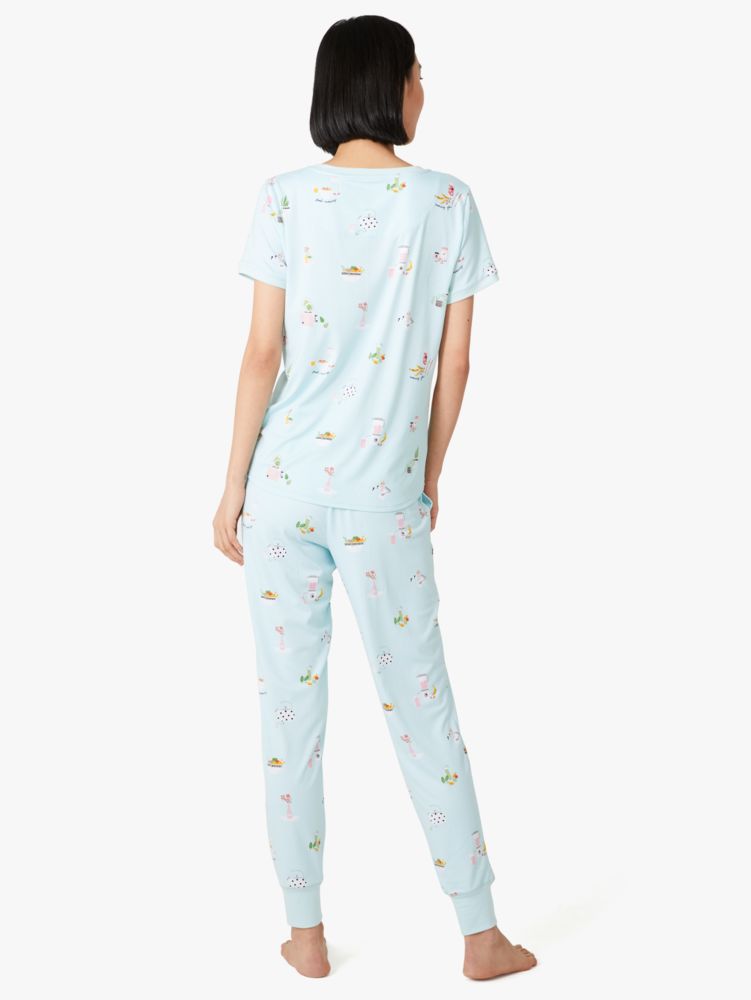 Kate Spade,Graffiti Spades Short Sleeve Jogger Pj Set,