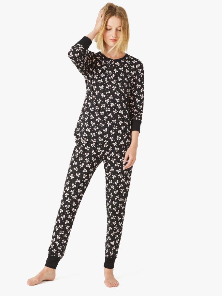 Kate Spade,jogger pj set,sleepwear,Black Print