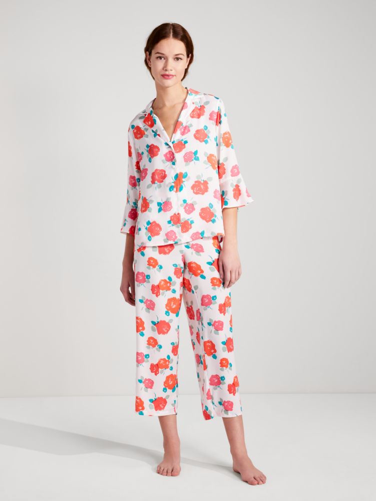 Kate Spade,Just Rosy Crop PJ Set,sleepwear,Rosebud Print