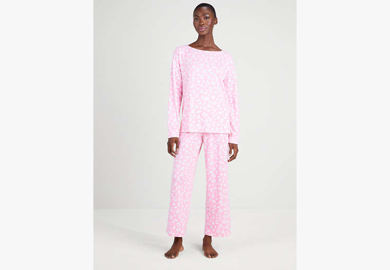 Kate Spade,Bold Leopard Crop PJ Set,Pink Print image number 0