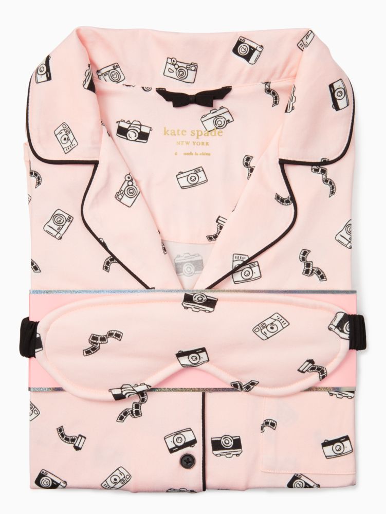 Kate Spade,camera toss short sleeve crop pj set,50%,Blush/Print