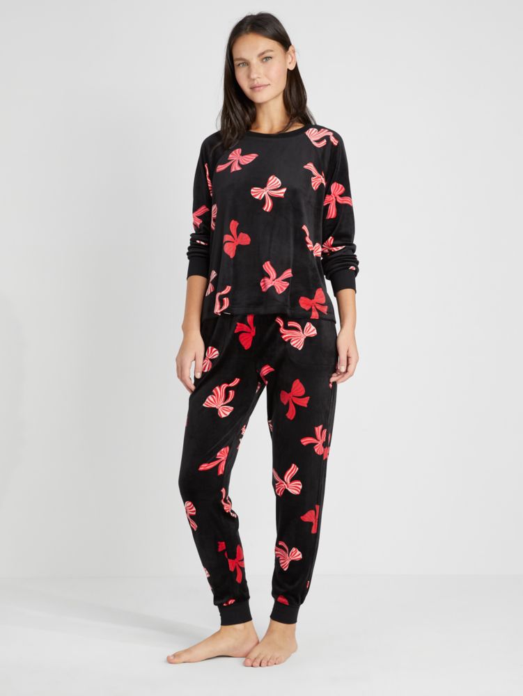 Kate Spade,Velour Jogger Set,Ribbon Toss Print