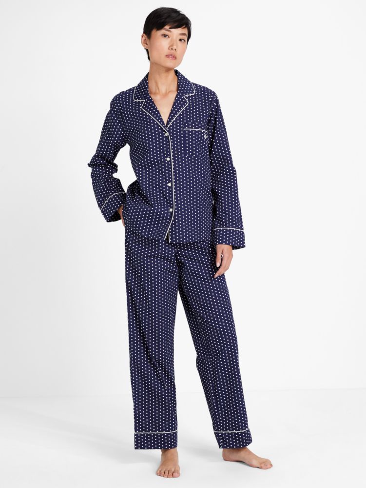 Kate Spade,Long PJ Set,Squid Ink Pin Dot