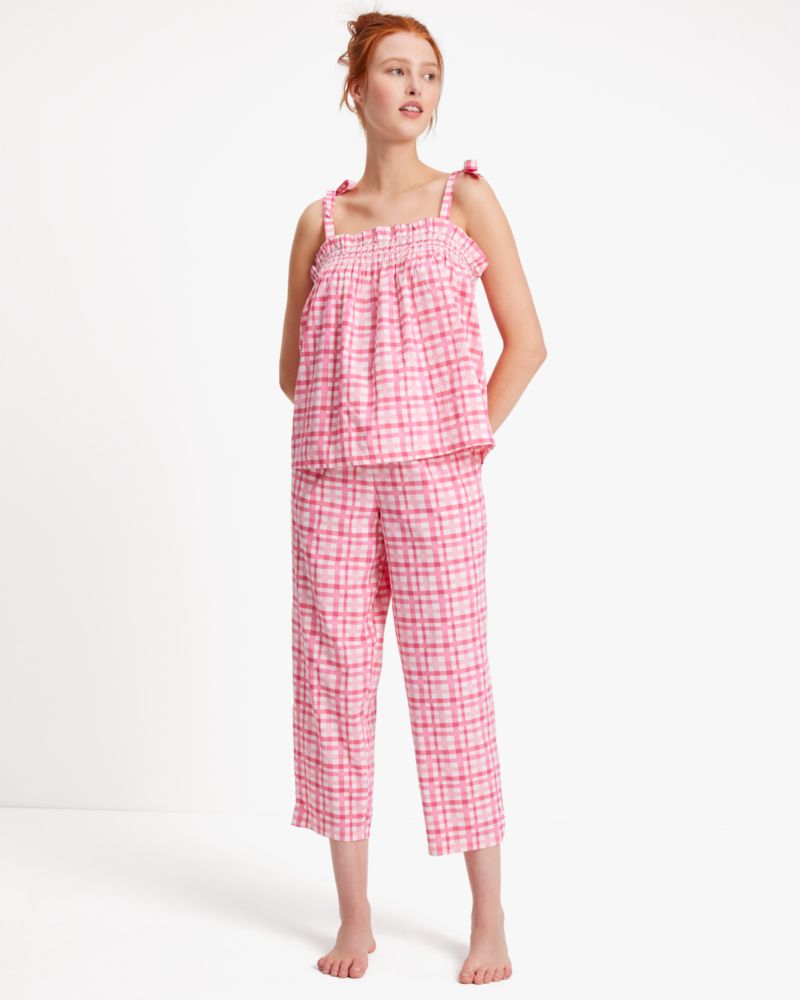 Kate Spade,Long PJ Set,Painterly Plaid image number 0