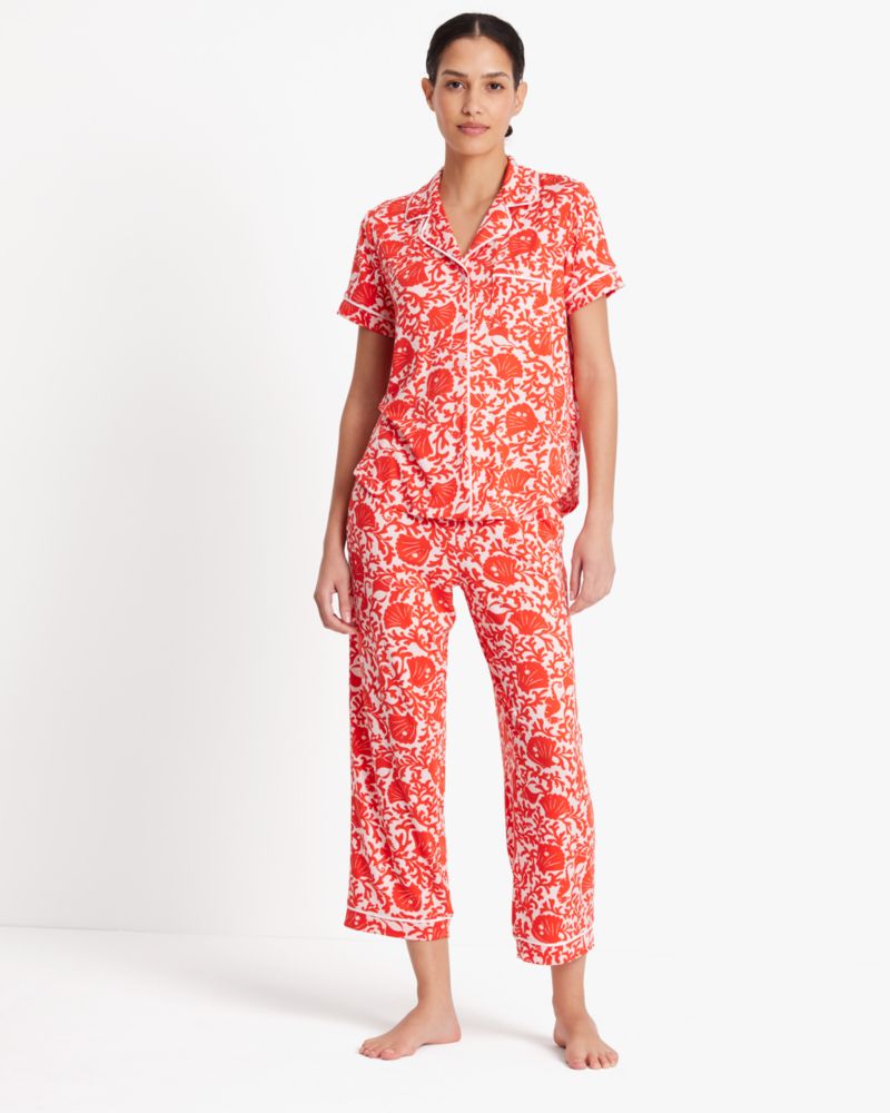 Kate Spade,Crop PJ Set,Coral Sea