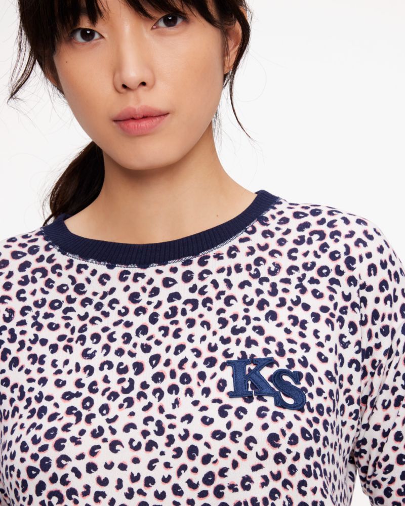 Kate Spade,Crewneck PJ Set,Leopard Spot