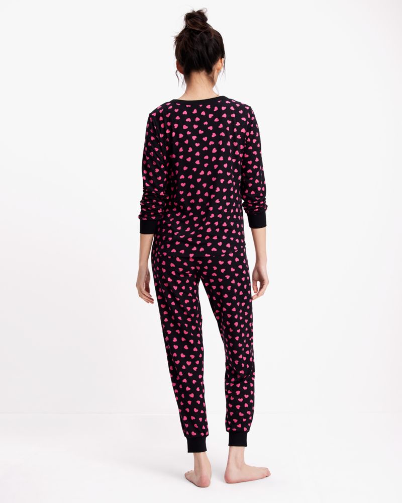 Kate Spade,Henley PJ Set,Heartbeat Black