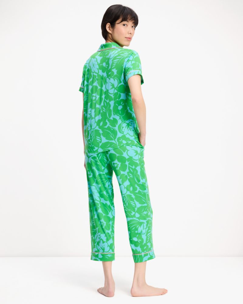 Kate Spade,Crop Pj Set,Button Down,Straight,Piping,Sleepwear,