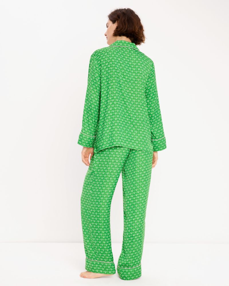 Kate Spade,Long Pj Set,Straight,Button Down,Piping,Quick Dry,Lounge,Sleepwear,