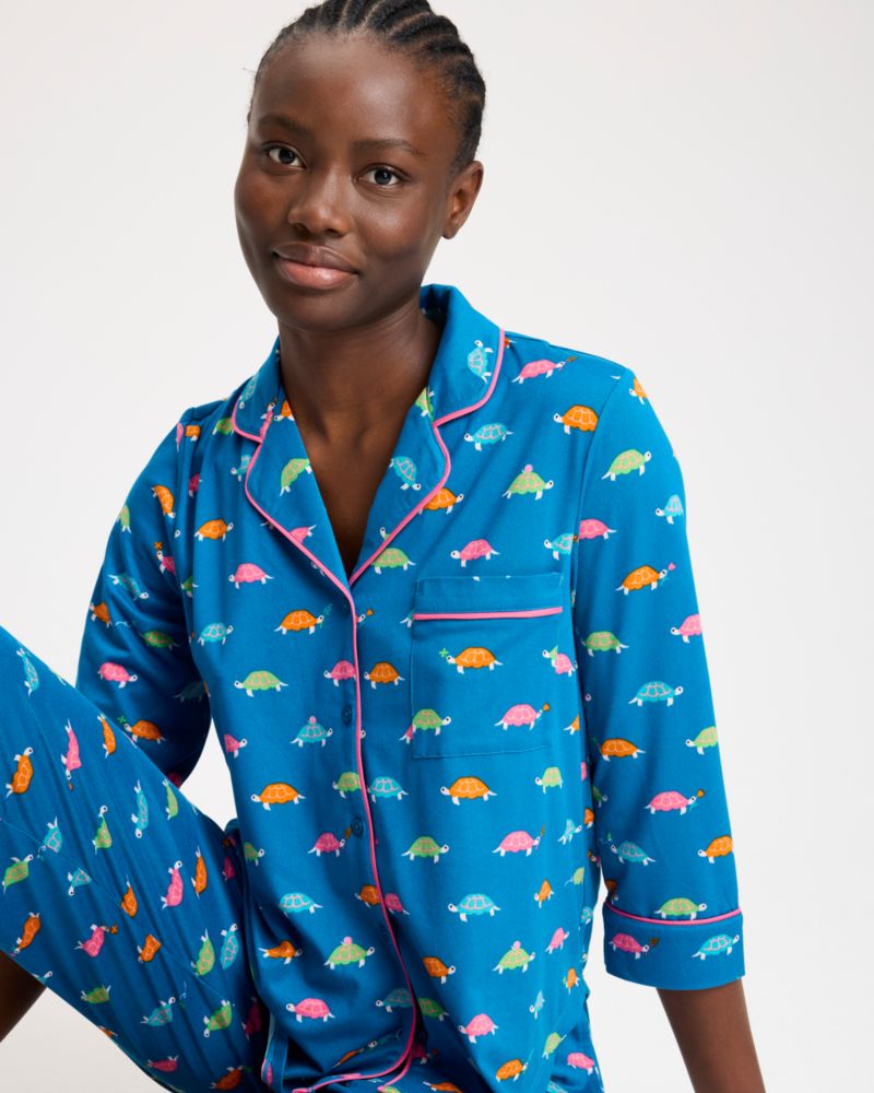 Kate Spade,Multi Turtles Long Pj Set,Blue