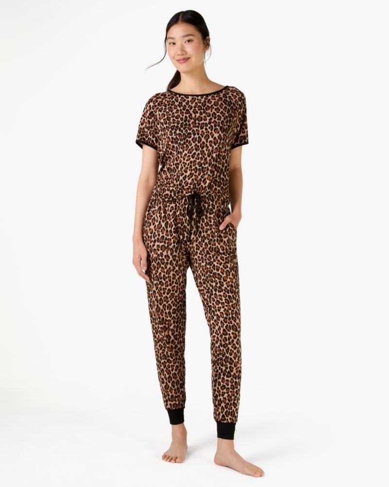 Kate Spade,Leopard Print Jogger Pajamas,Multi Color