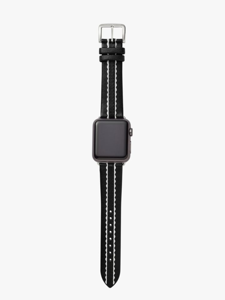 Kate Spade,black scallop leather 38/40mm band for apple watch®,watch straps,Black / Glitter