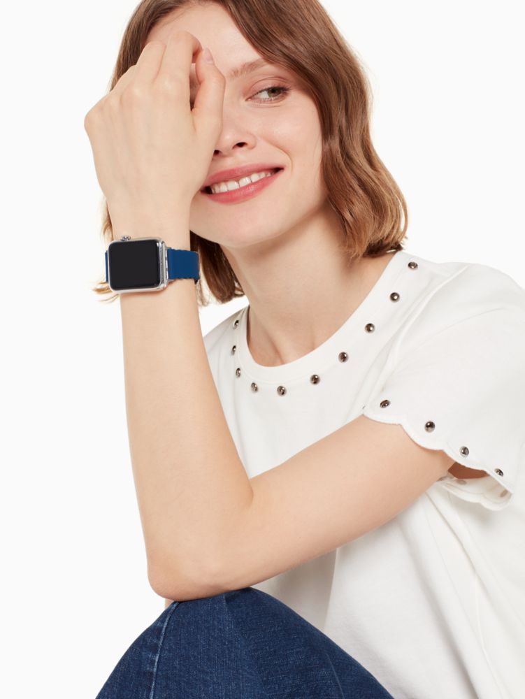 Navy Scallop Silicone 38/40mm Apple Watch® Strap, , Product