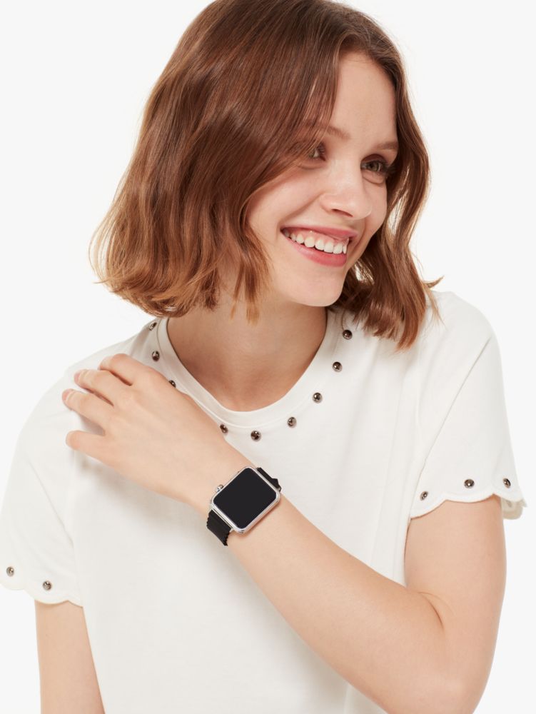 Kate Spade,ブラック スカラップ シリコン ストラップ,apple watch バンド,ブラック