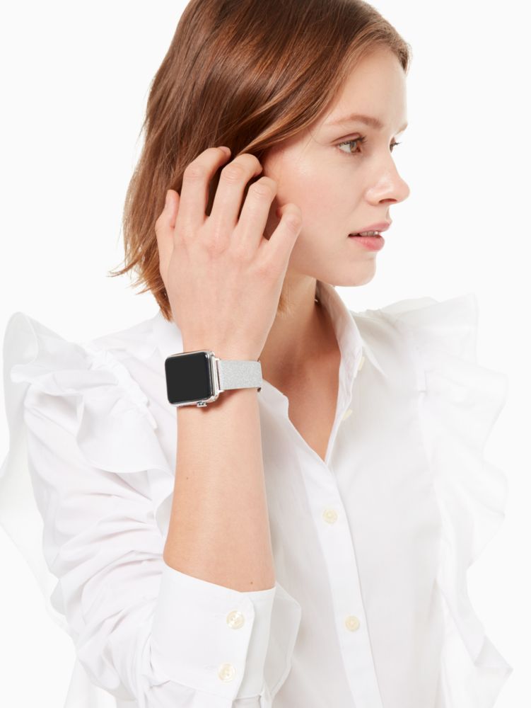 Gold Glitter Leather 38/40mm Apple Watch® Strap, CREAM MULTI, Product