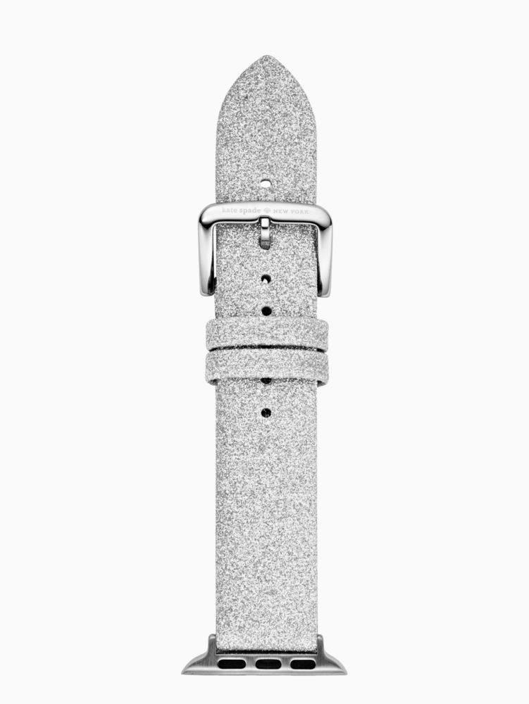 Silver Glitter Leather 38/40mm Apple Watch® Strap, DUSK CITYSCAPE/SOFT TAUPE, ProductTile